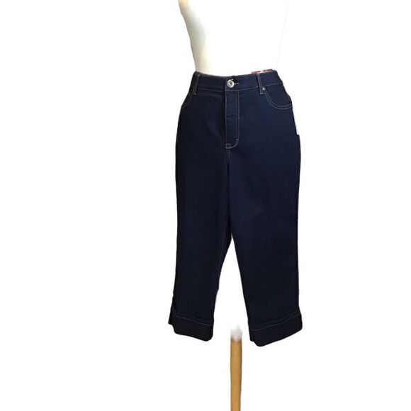Navy blue denim cropped length jeans - Picture 4 of 12